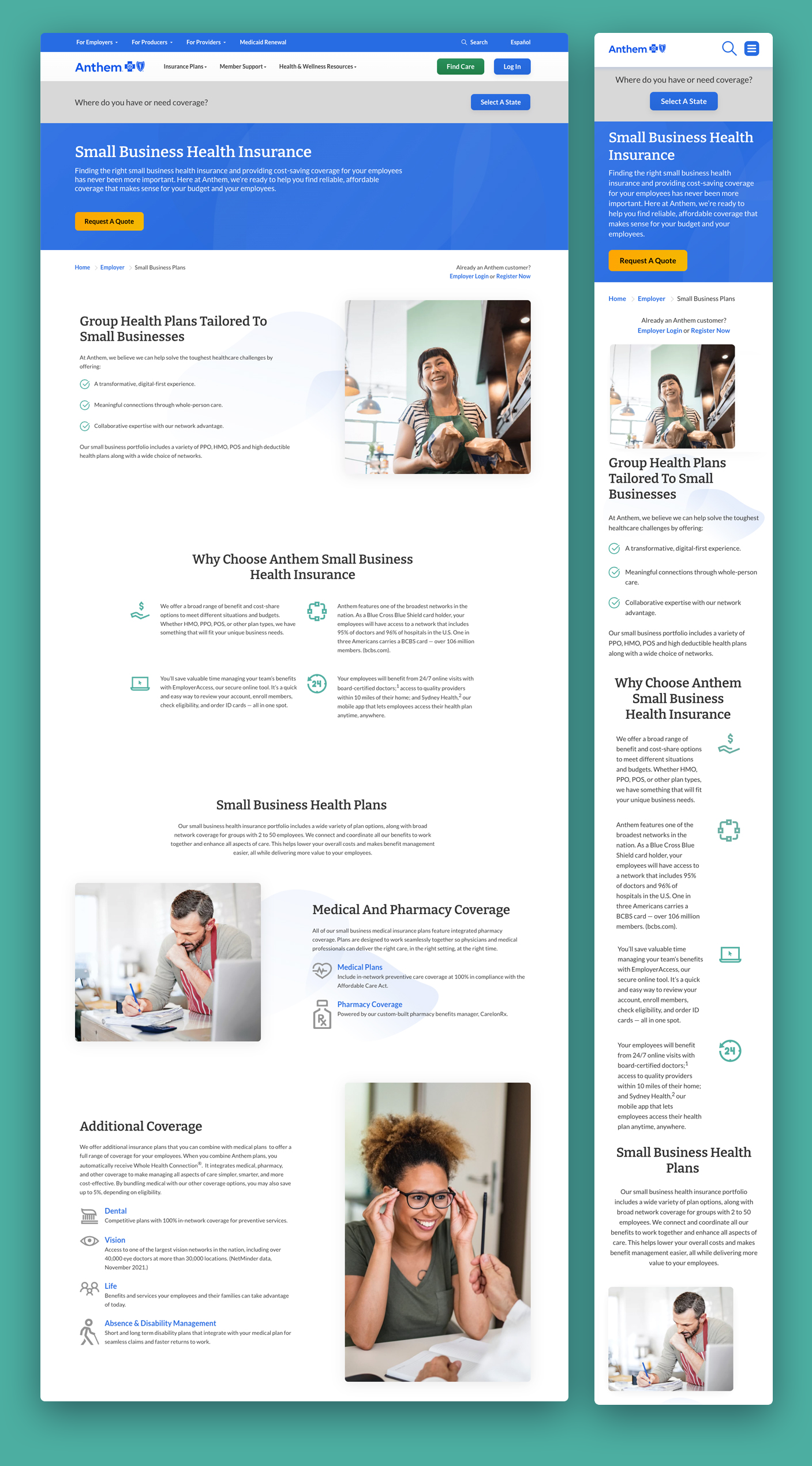 Anthem small business health insurance page