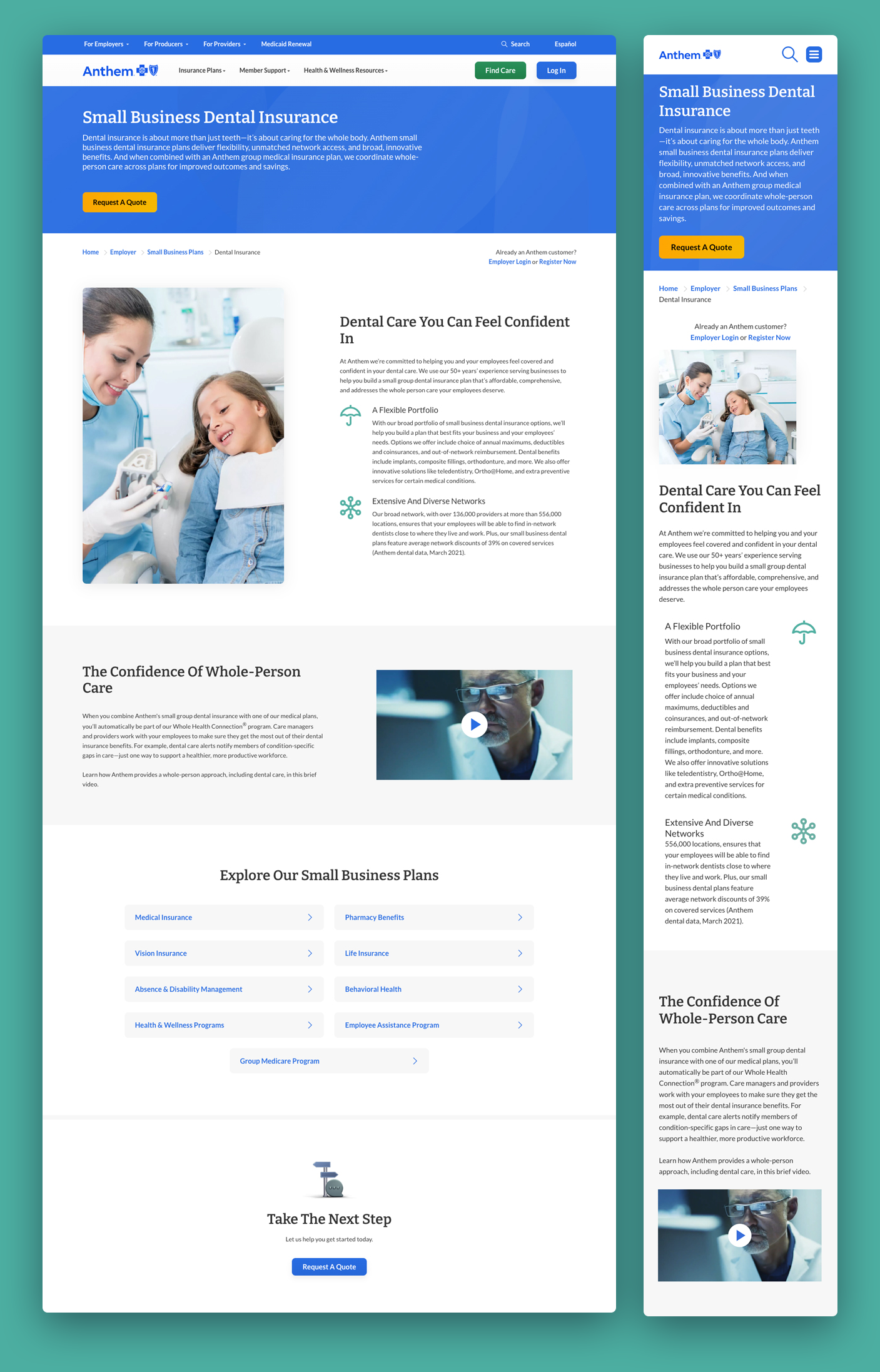 Anthem small business dental insurance page
