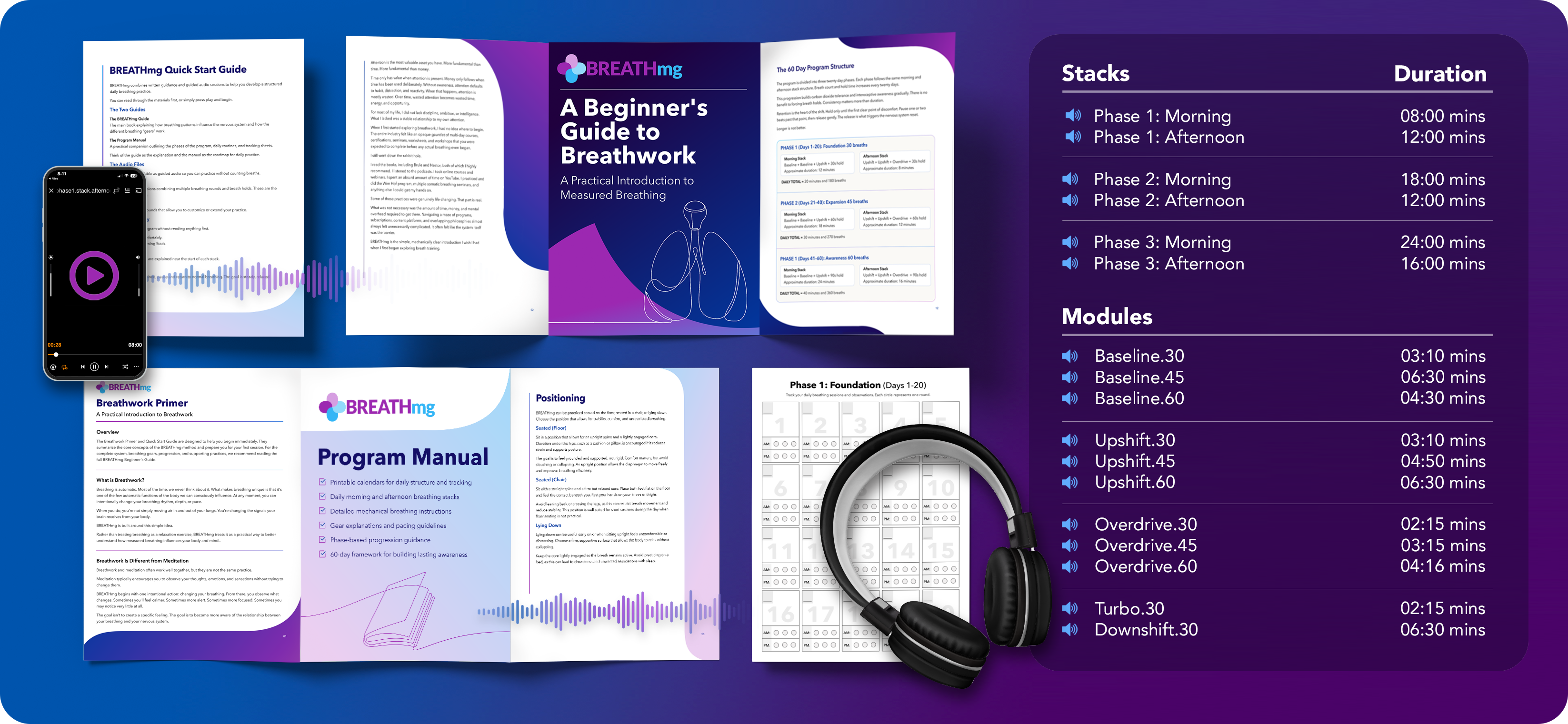 BREATHmg product hero showing guided breath training materials