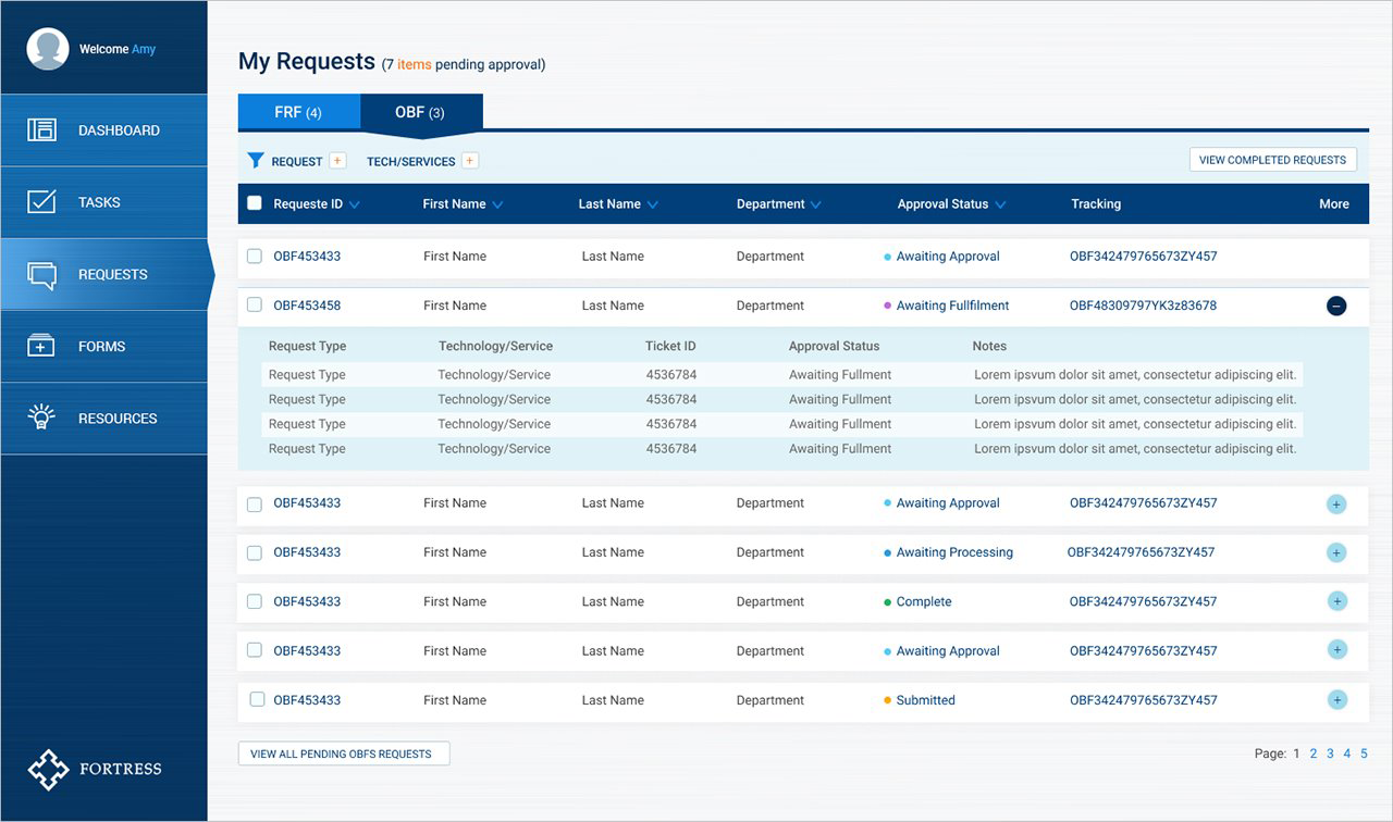 Fortress dashboard interface view