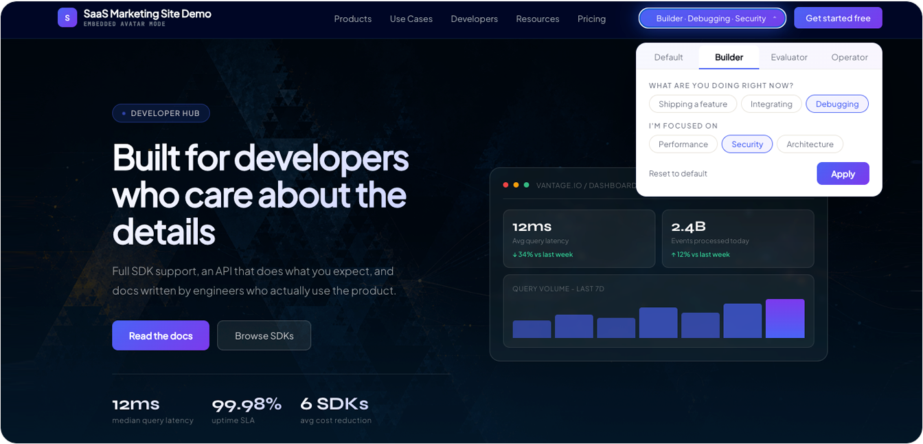 SMA SaaS marketing demo screenshot